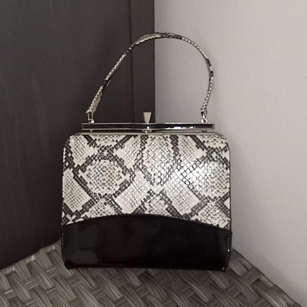 Purse Black & gray Snake print small clutch